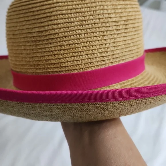 SUN N SAND Straw Sun Hat with Pink Trim - Picture 7 of 7